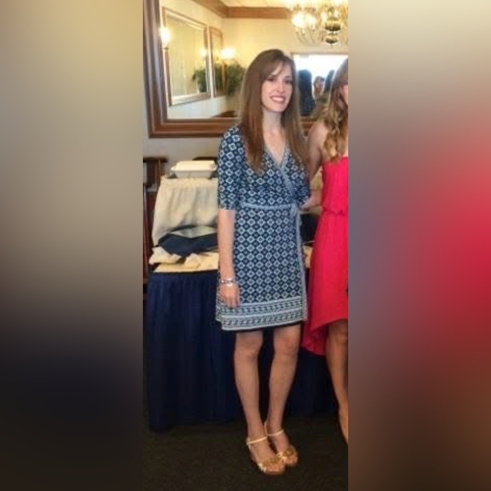 Blue Patterned Wrap Dress - image 5